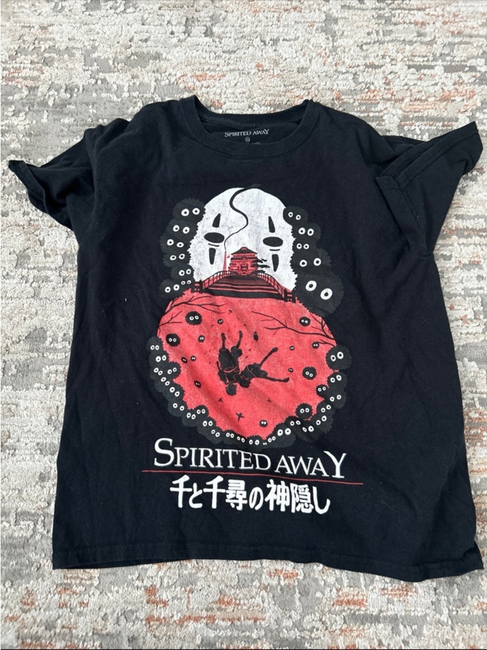 Spirited Away Kids Black Short Sleeve Tee with Red Graphic